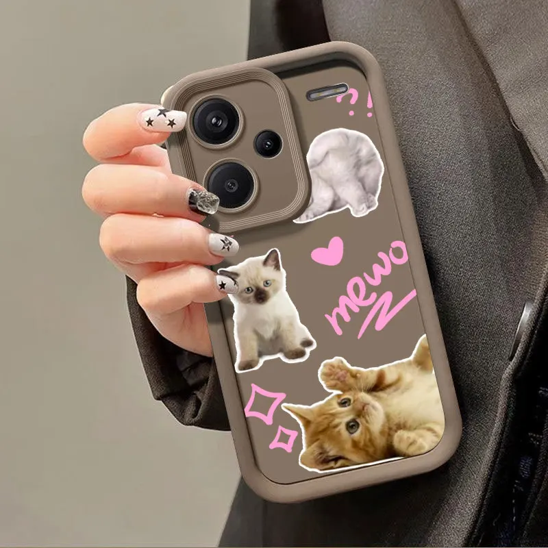 Модный противоударный мягкий чехол с милым котом для Redmi NOTE 10C 11 11T 12 12S 12C 13 13C A1 A2 A3