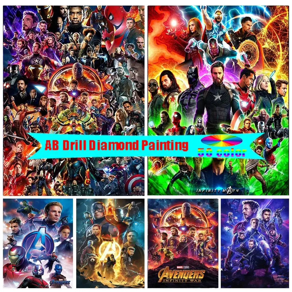 

Diy AB Diamond Embroidery Disney Graffiti Avengers Super Heroes Mosaic Diamind Painting Wall Art Picture Crystal Puzzle