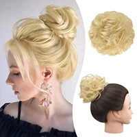 1 pcs messy hair bun extensions wavy curly synthetic ponytail hairpiece thick updo dark brown fake hair bun scrunchies for women