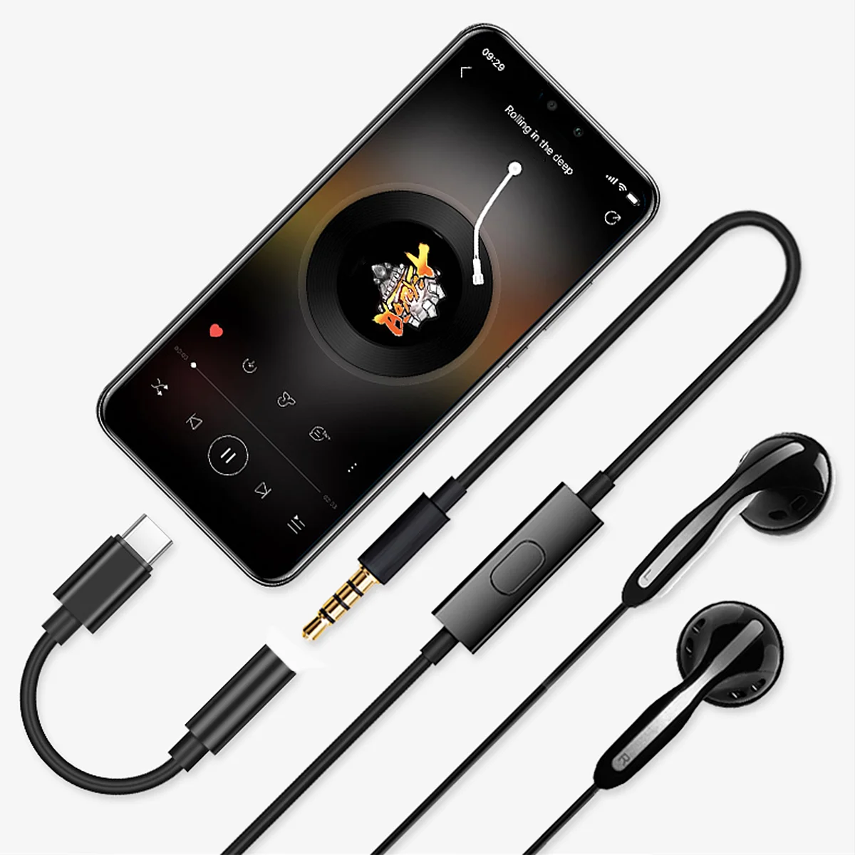 Аудиоадаптер типа C на 35 мм USB-C AUX Женский разъем Type-C Кабель для наушников Наушники