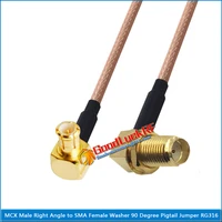 mcx male right angle 90 degree to rp sma rp sma female washer nut right angle coaxial pigtail jumper rg316 extend cable