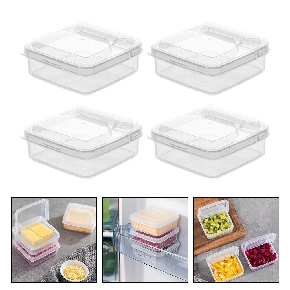 

4Pcs Food Fresh-keeping Cases Cheese Slice Cases Butter Containers for Home