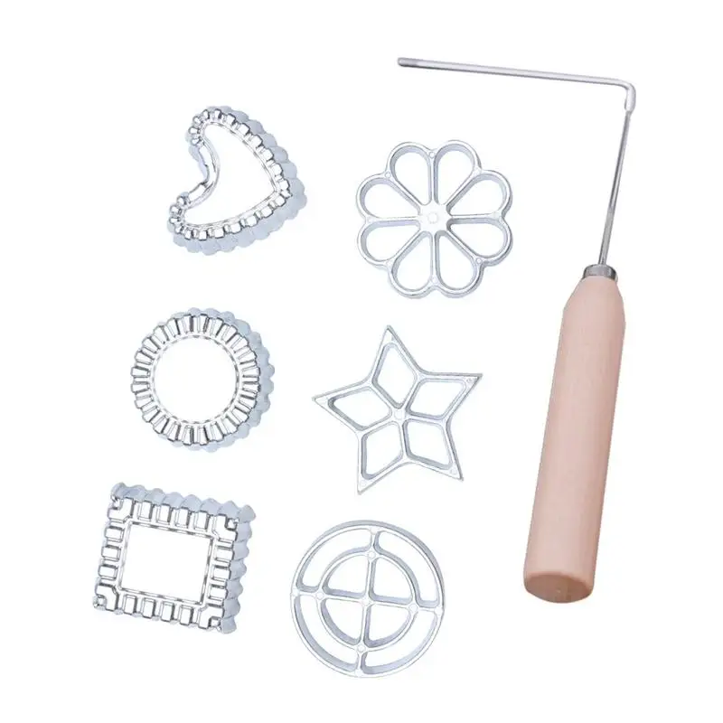 

Rosette Mold Set Aluminum Mold With Handle Baking Accessories Funnel Cake Ring Maker Cookie Bake Mold Bunuelos Mold Kitchen Tool