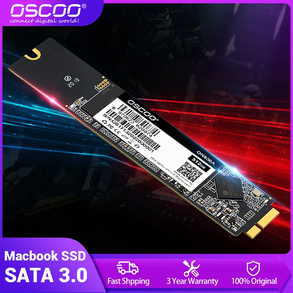 

OSCOO SSD Hard Drive For MacBook Air 13'' 3.2 4.2 A1369, 11'' 3.1 4.1 A1370 Year 2010 2011 256GB 128GB 1TB 512GB Hard Disk