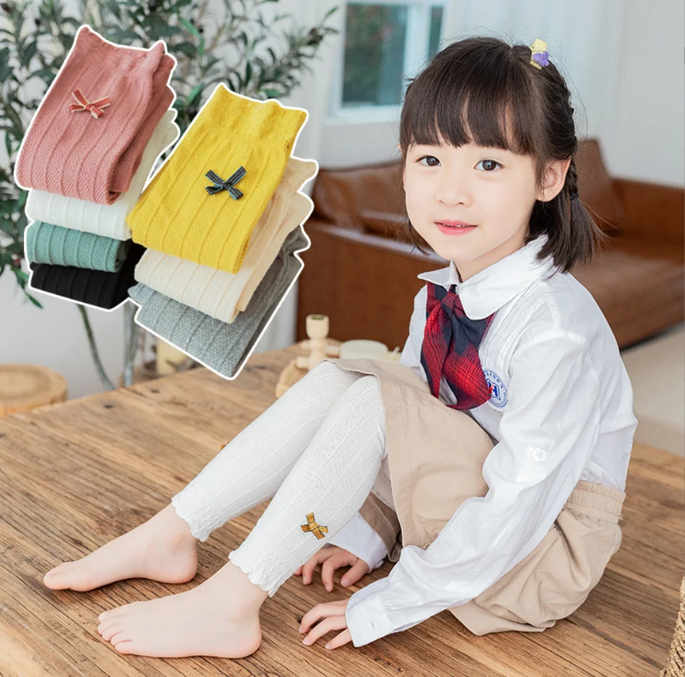 

Baby Bow Knot Princess Girl Pants Tight Spring 2022 Petal Children Legging Autumn Leggings Trousers Kids Cotton Elasticity