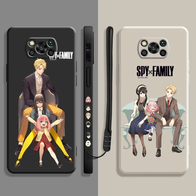 

Spy × Family Anya Yor Loid Sit Together Liquid Case For Xiaomi POCO X3 X4 NFC M3 M4 Pro F3 GT for Mi 11 11T 10S 10T 10 9 SE 8 6