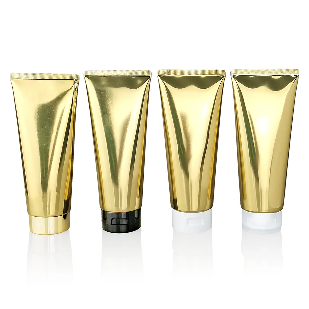 

200ml Gold Squeeze Bottle 200g Empty Refillable Cosmetic Face Lotion Cream Soft Tube Aluminum Plastic Container