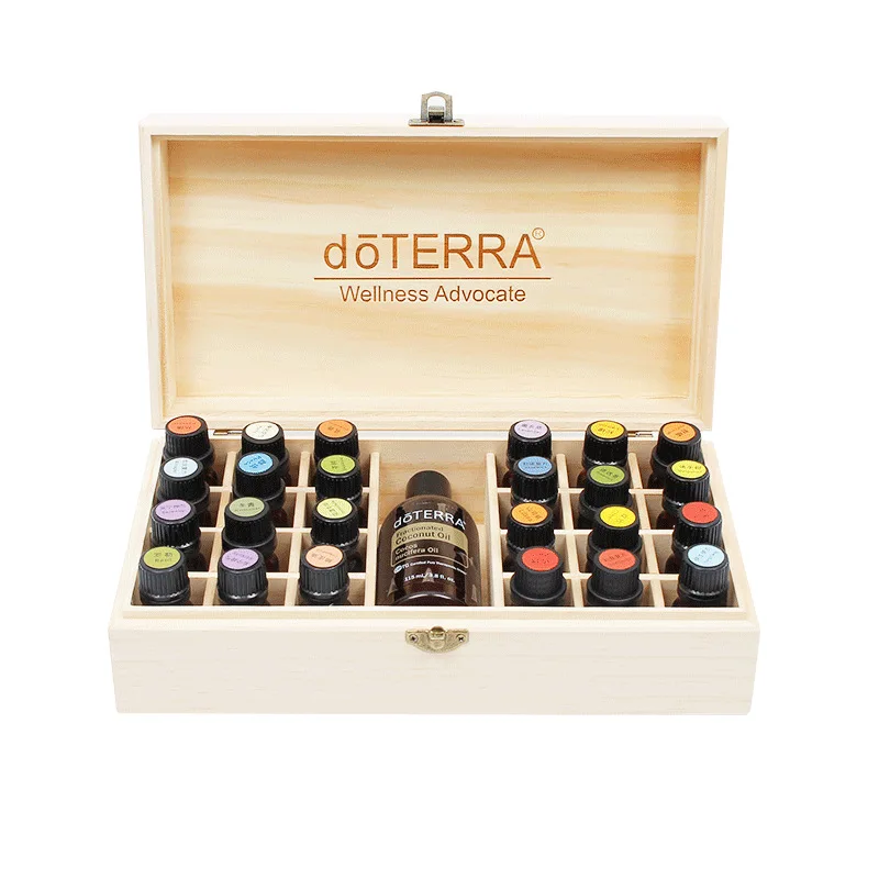 Деревянная коробка для хранения эфирных масел на 25/21 ячеек DoTERRA 15 мл 24/20 + 1 отсек