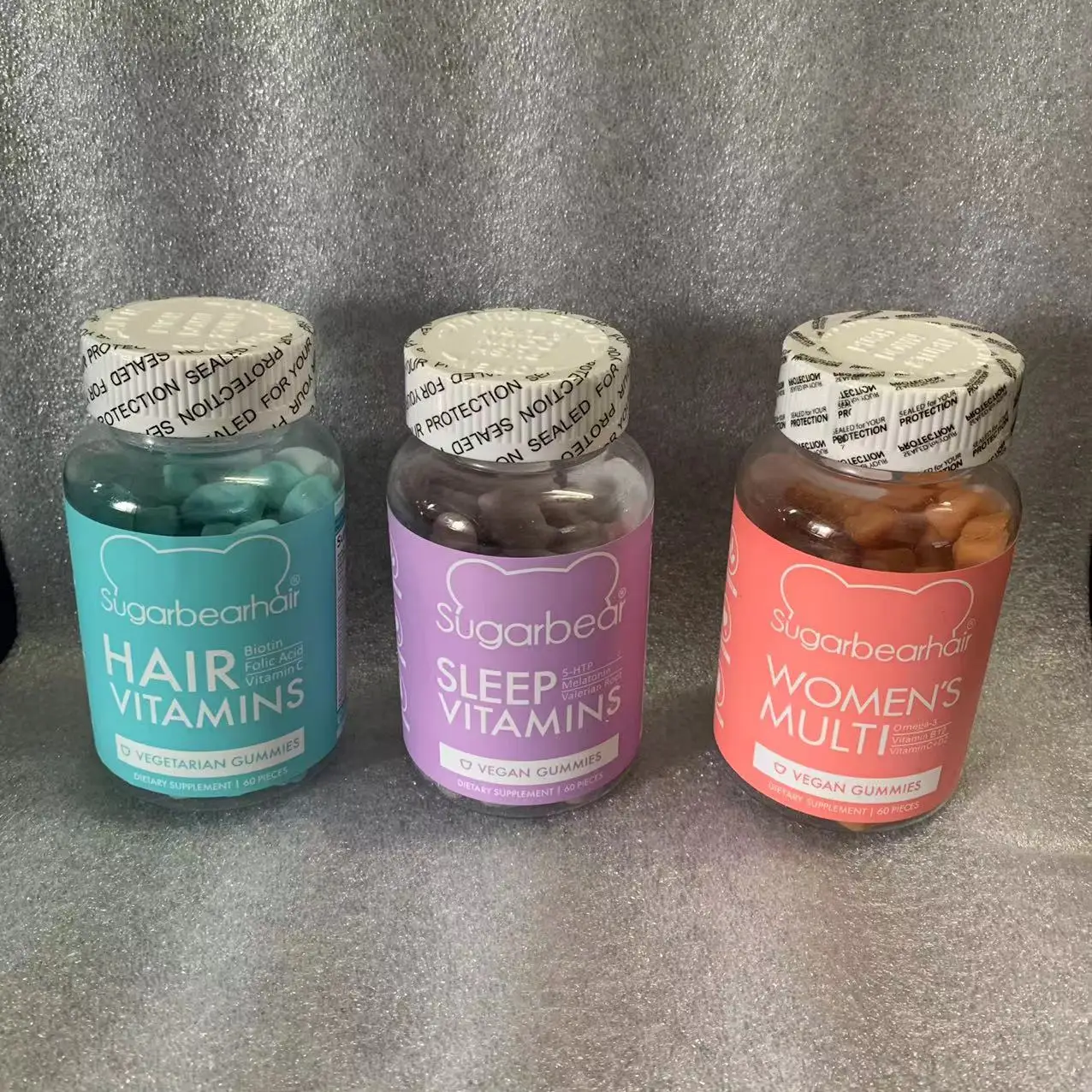 

New Sugar bear hair hair vitamins Vegetarian Gummies 60 pieces Women's Multi Vitamin B/C Sleep Vitamins New Sealed