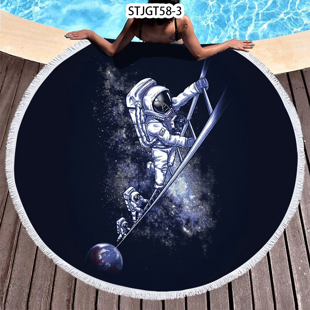 

Летние круглые пляжные полотенца с астронавтом, космическое банное полотенце для душа, круг для плавания, йоги, пикника, коврик, полотенца-накидки для бикини