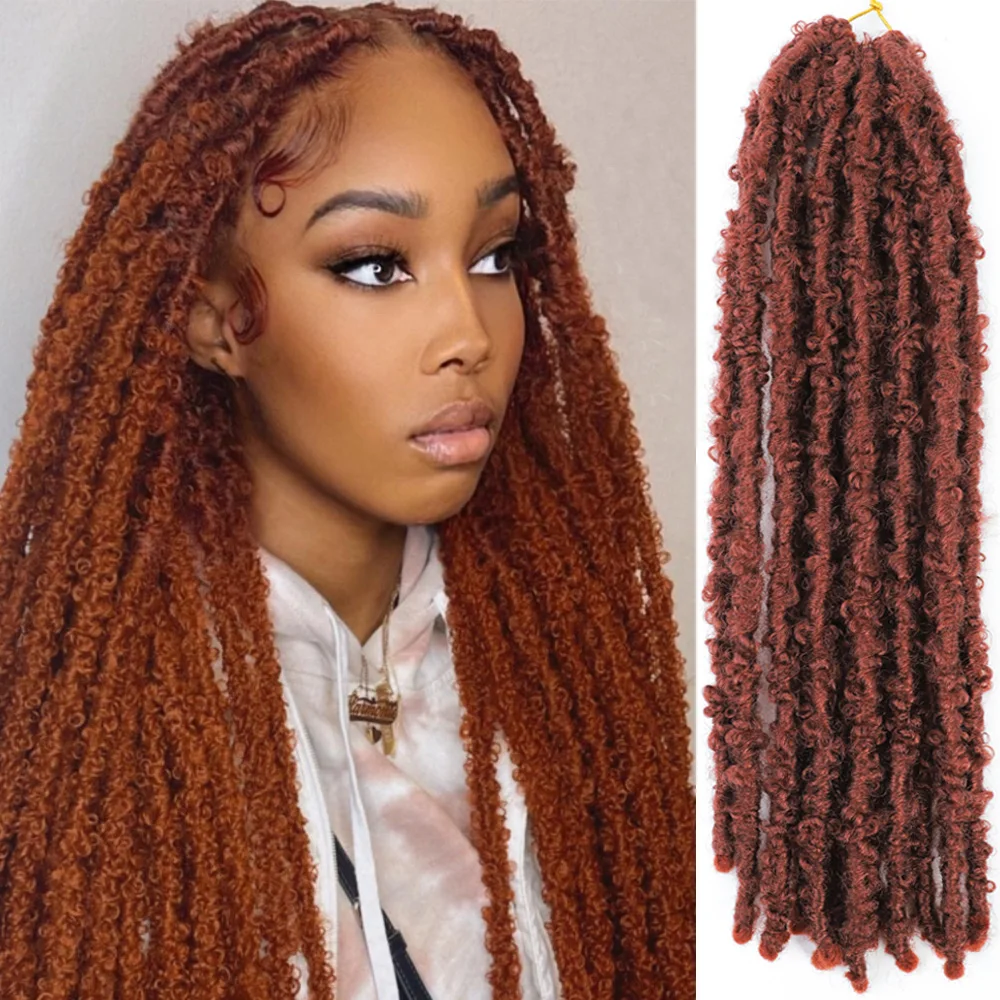 

Faux Butterfly Locs Crochet Braids Hair Soft 350# 1B New Butterfly Locks meche cheveux a tresser For Women 12 14 18inch Faux Loc