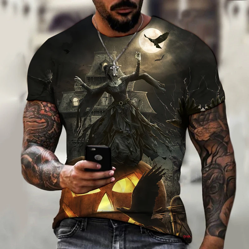 Новинка 2022 мужская рубашка на Хэллоуин футболка с принтом Джека-о-фонаря ужасной