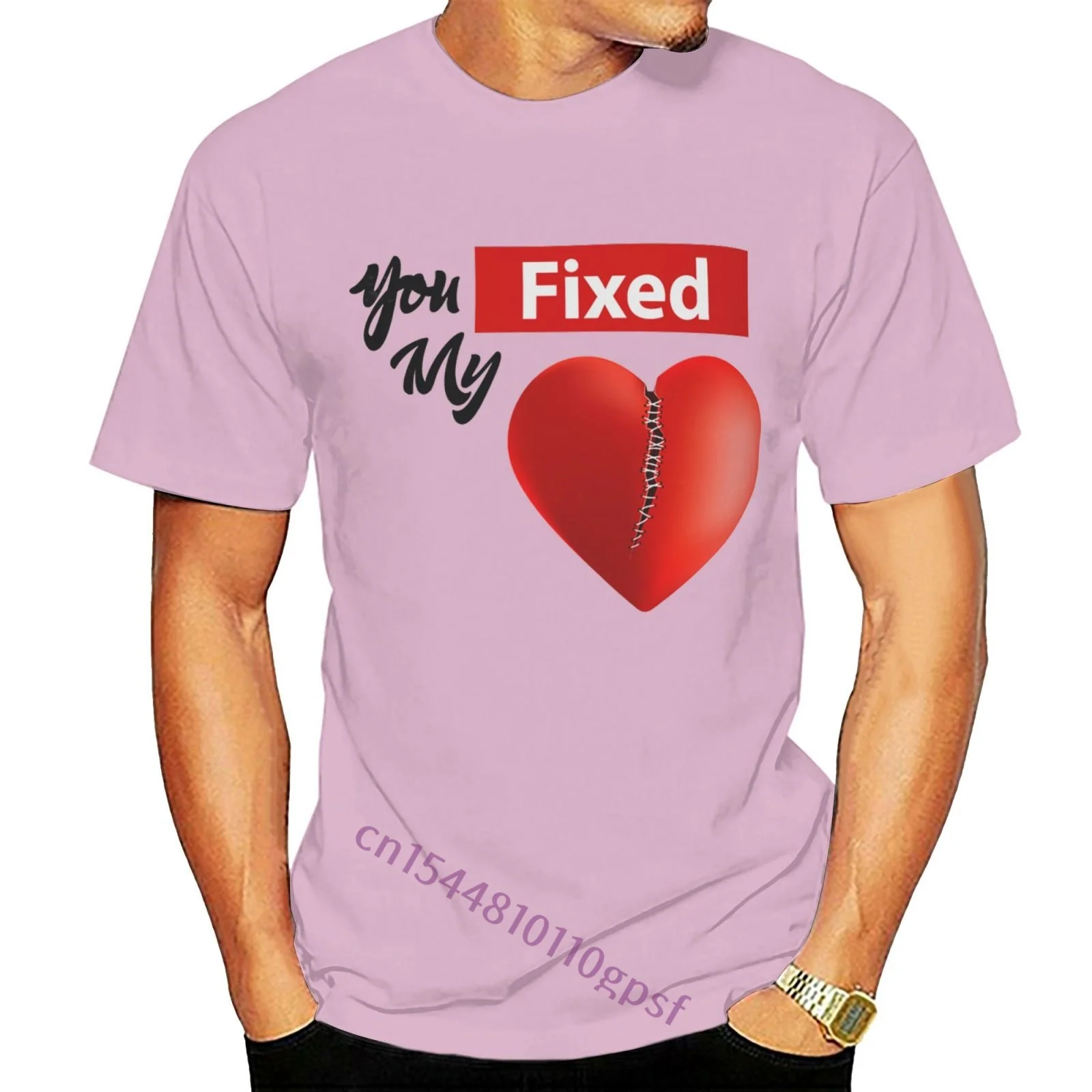 

Fixed You MY Shirt Printed T Shirt Print T Shirt Mens Summer Pink