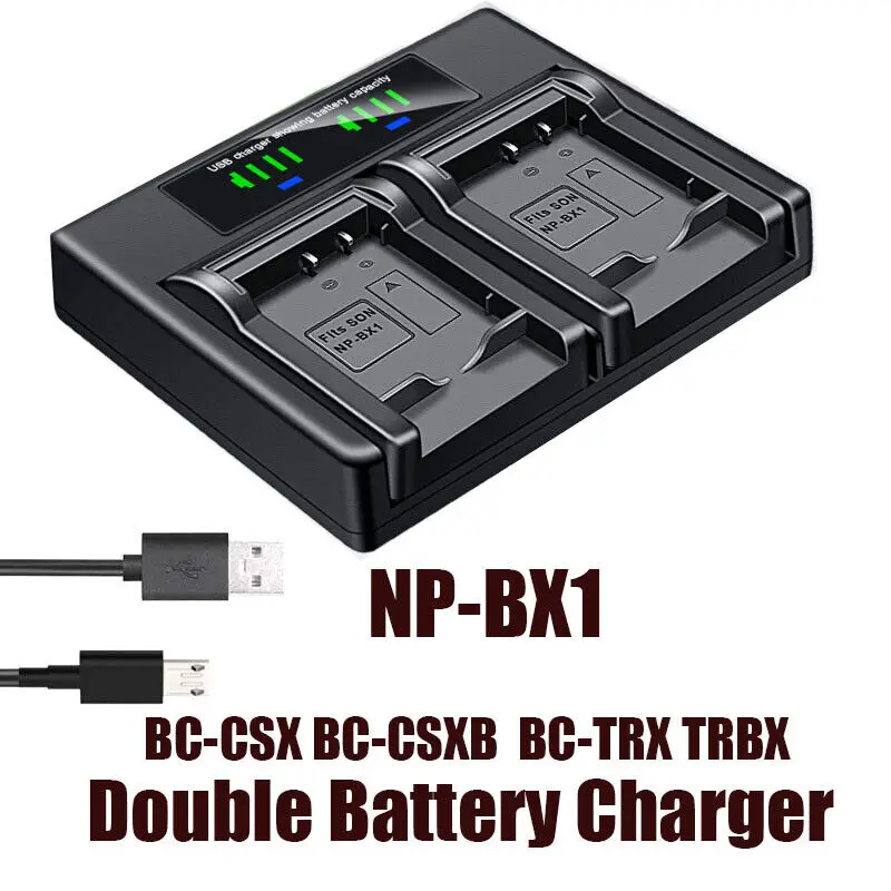 

Dual Battery Charger For Sony NP-BX1 HDR-PJ410 PJ440 Vlog Camera ZV-1 VCT-SGR1