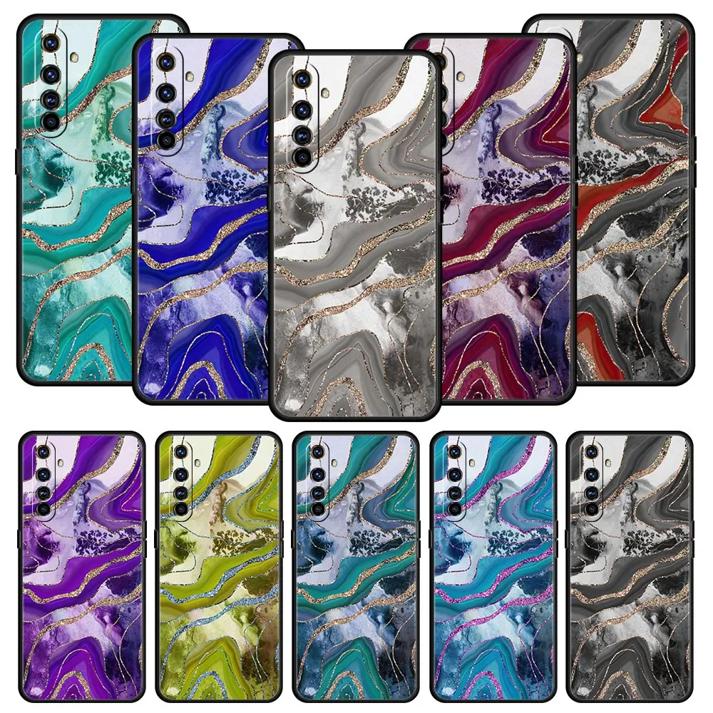 

Agate Marble Pattern Phone Case For OPPO Realme 9 8 7 6 GT2 Pro Plus 5G Cover Realme C25 C21 C11 C3 8i 9i Silicone Coque Funda