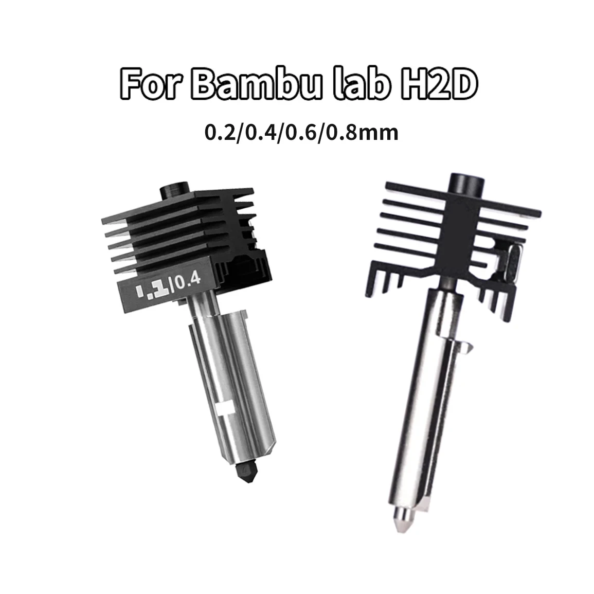 Фото Оригинальный комплект H2D H2S H2C Hotend для Bambu Lab, быстрая скорость, сборка горячего конца 0,2/0,4/0,6/0,8 мм, сопло из закаленной стали, деталь для 3D-принтера №1
