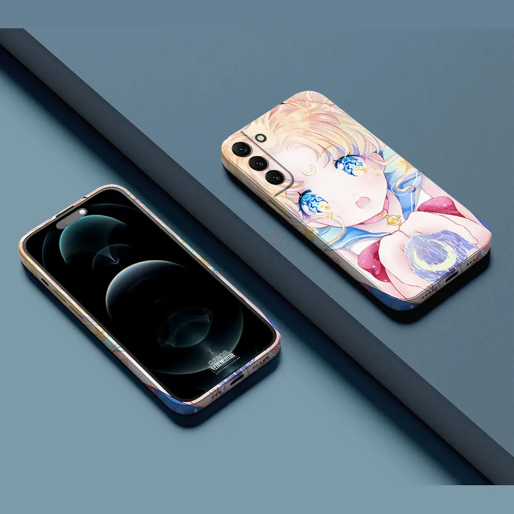 

Cute Girl S-Sailor Moon Case For Samsung S23 S22 S21 S20 Ultra Fe A73 A71 A53 A52 A51 A50 A30 A23 A13 5G Feilin Film Hard Cover