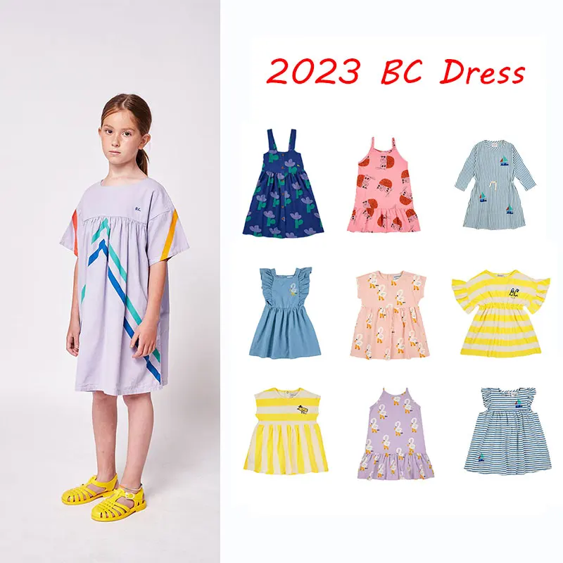 

2023 BC New SS Summer Kids Child Girls Short Sleeve Stripe Dresses One-Pieces Princess Dress Children's Outwear Dress Clothings