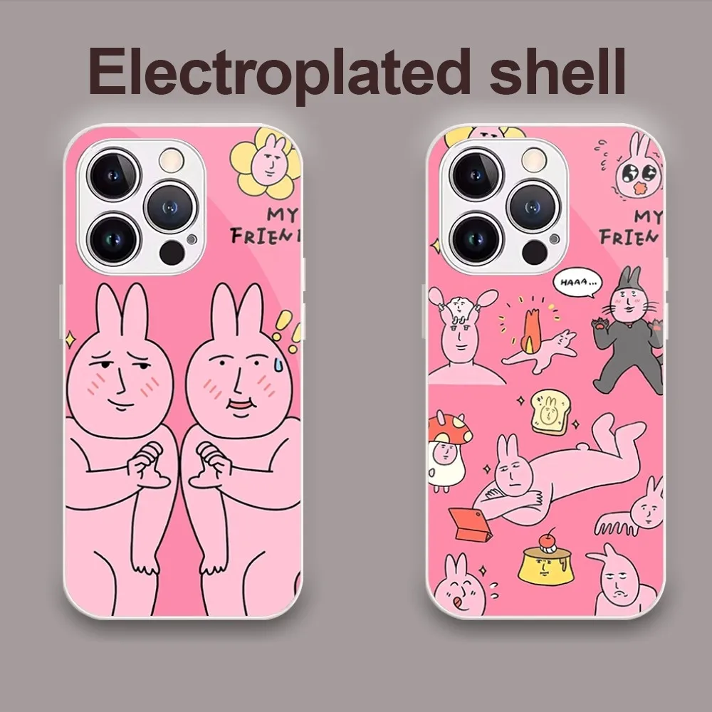 Забавный розовый красный чехол с кроликом-мишнем для iPhone 11 12 13 14 Plus Pro Max