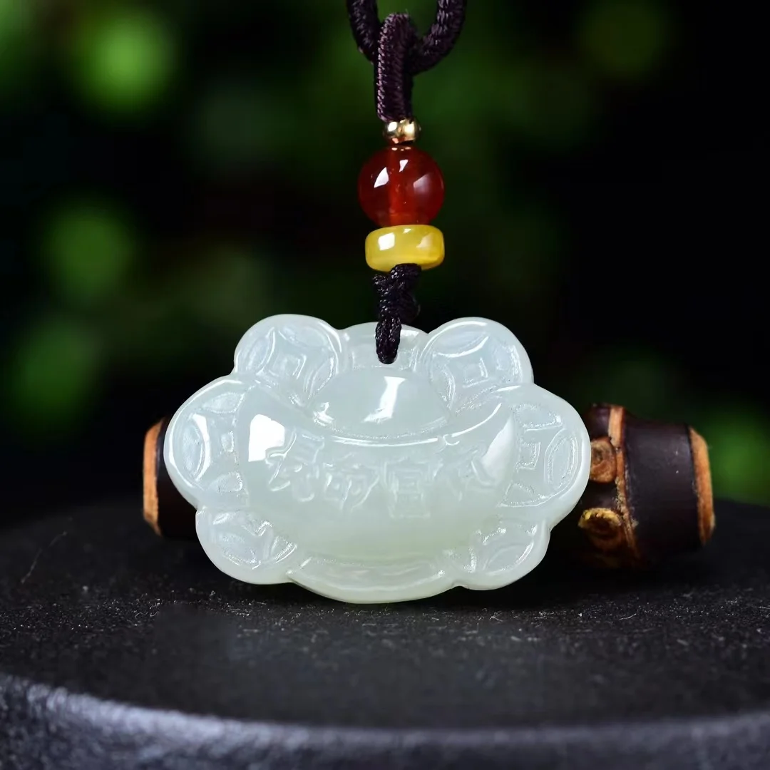 Ювелирные изделия с кулоном в виде детского замка из нефрита 8471 #