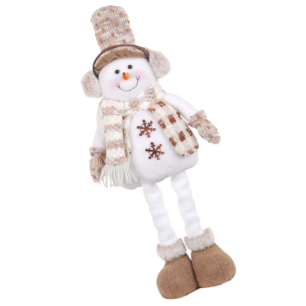 

Christmas Plush Standing Figurines Telescopic Length Christmas Ornament Snowman Reindeer Doll Retractable Long Legs Stuffed