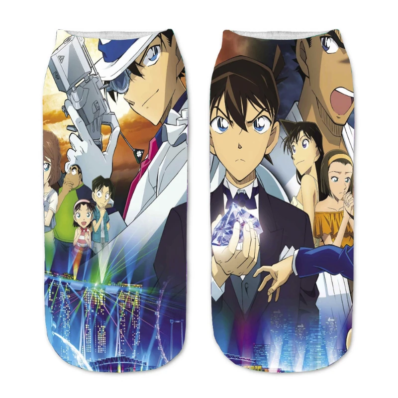 

Fashion Cartoon Socks Detective Conan Around Men's Socks New Personality Creative Harajuku Happy Men Cosplay Casual Short Socks