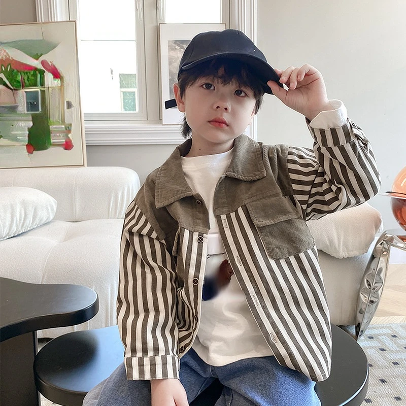 

2023 Children Long Sleeve Shirts Jacket Baby Pocket Coat Fashion Boys Cardigan Kids Jacket Boys Coat Spring Clothes