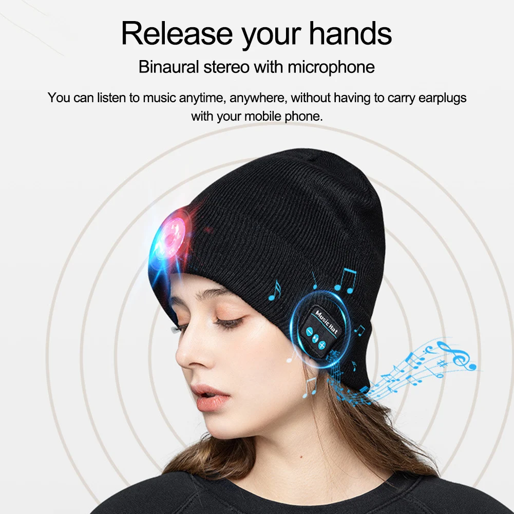 

Шапка-бини со светодиодной подсветильник кой, беспроводная, с Bluetooth