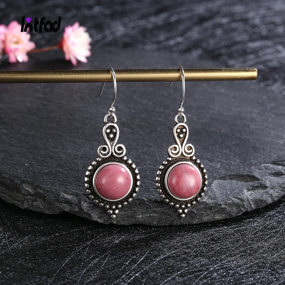 

Женские серьги-подвески из серебра 925 пробы с родохрозитом