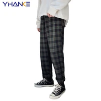 spring ins hong kong style casual plaid wide leg pants mens all match korean version of the youth trend straight trousers