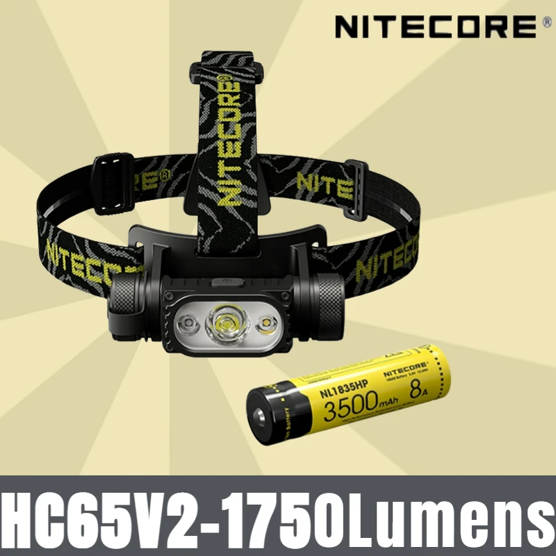 

NITECORE HC65 V2 USB Rechargeable Headlight 750 Lumens White Red Light Hunting Headlamp With 3500mAh Battery