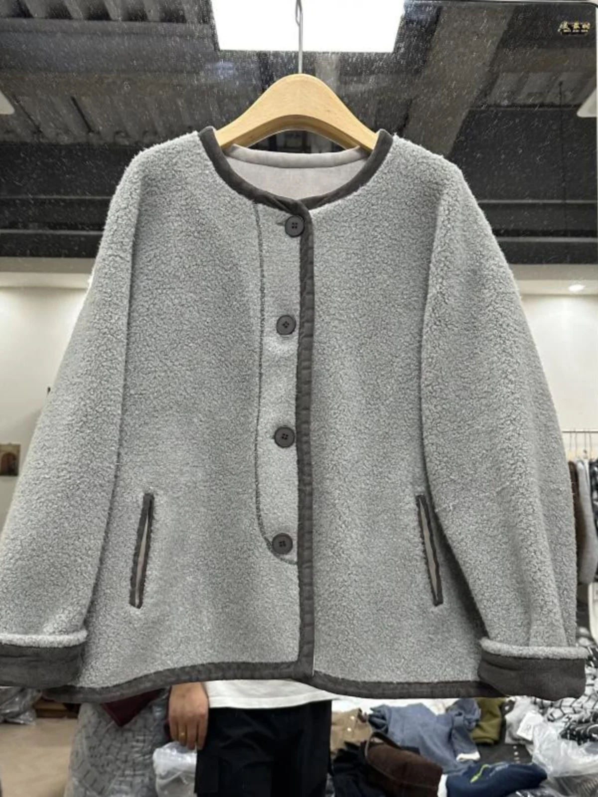 Южная Корея 007 свободная однобортная сумка с круглым вырезом контрастного цвета