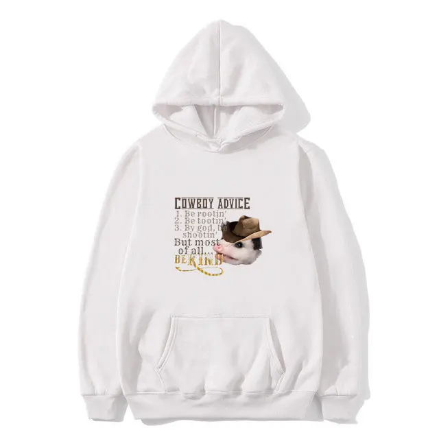 

Cowboy Advice Text Graphic Hoodie Men Womne Funny Rat Print Sweatshirt Male Fashion Casual Oversized Hoodies Couples Clothing