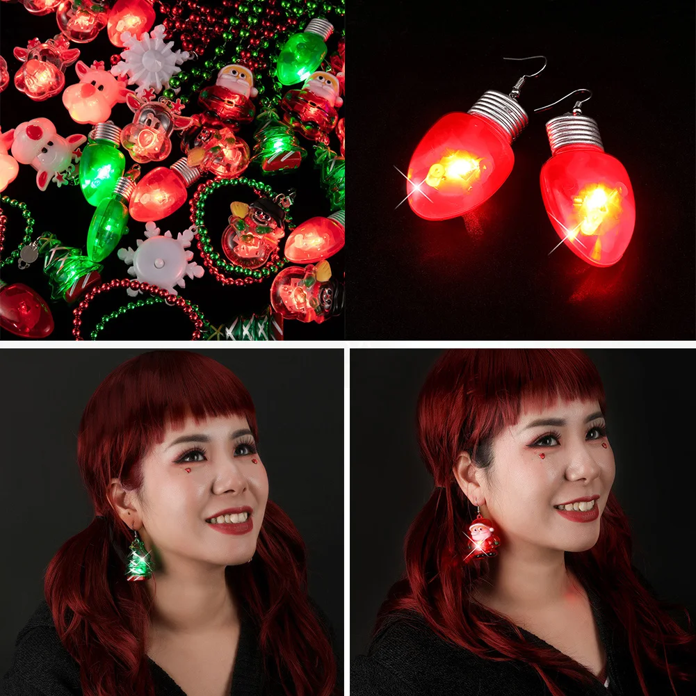 

New Christmas Luminous Earrings Crystal Snowman Jewelry Christmas Tree Stud Earring For Women Creative Party Accessories Gifts