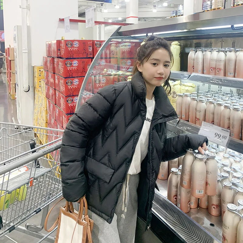 Women 2022 Winter New Down Padded Jacket Short Fashion Stand-up Collar Light Padded Coat
