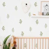 boho green leaves watercolor wall stickers nursery art kids room removable wall decals modern children interior home decoration