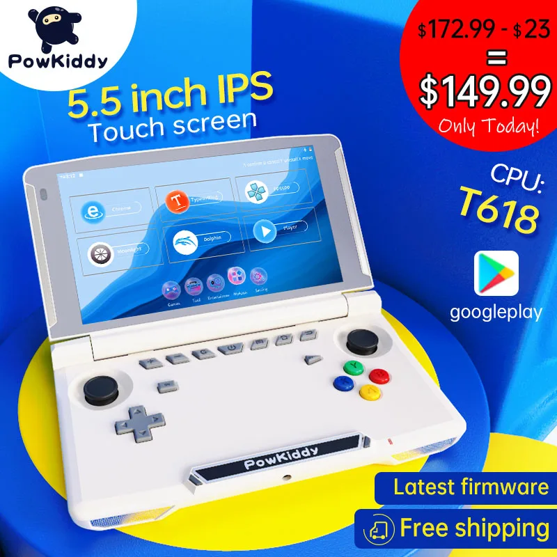 

New Powkiddy X18S Android 11 5.5 Inch Touch IPS Screen Flip Handheld Game Console T618 Chip Mobile Game Players Ram 4GB Rom 64GB