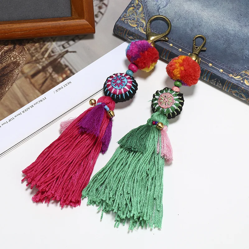 Богемный этнический кулон с кисточкой подвеска в стиле ретро брелок для