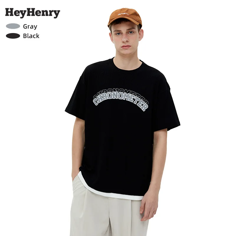 

Модный двойной Топ Харадзюку с круглым вырезом и вафельным швом, парный топ с коротким рукавом, мужские и женские полурукава