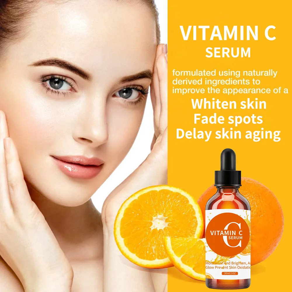 

New Vitamin C Whitening Face Serum 30ml Hyaluronic Acid Facial Skin Spot Purifying Brightening Serum Dark Spot Remover Cosmetics