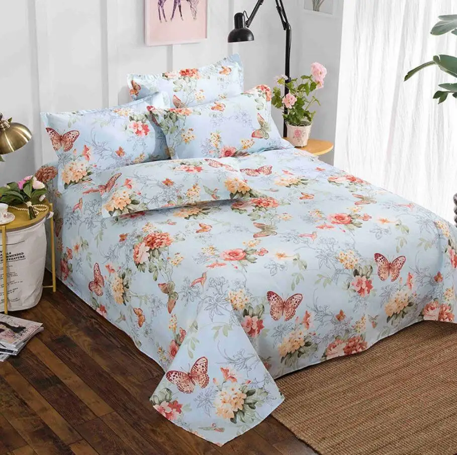 

100%Polyester Brushed Bedding Sheet Modern Flat Bedsheet Bed Linen for Bedroom Single Full Queen Size Bedspread Soft Breathable