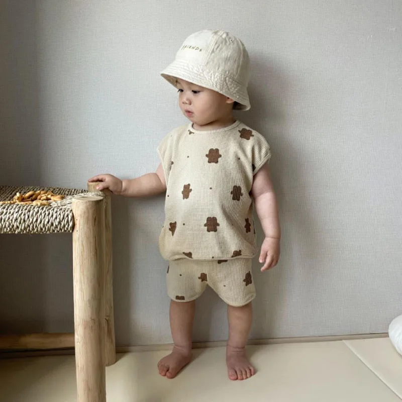 Criscky Baby Boy Girl Clothes Sport Clothing Tracksuit Printing Tshirt +shorts Korean Cute Clothes Toddler Clothing Sets