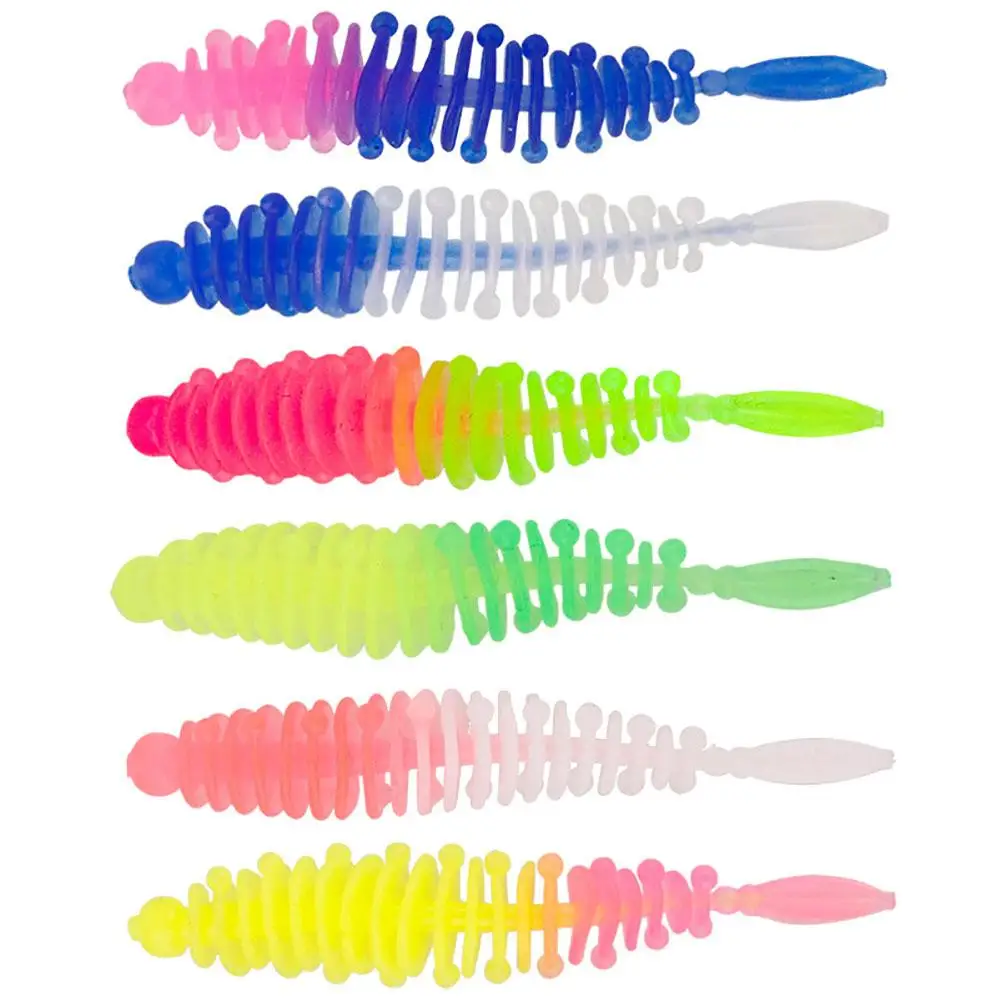 

20pcs 5.5cm 1.2g Two-color Artificial Fishing Bait With Jig Head Soft Bait For Trout Perch Seawater Freshwater Dropship