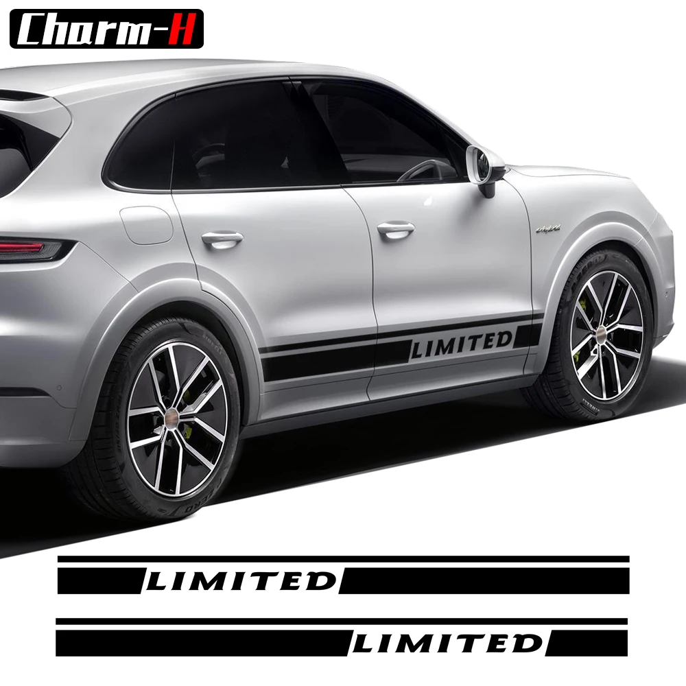 

2pcs Door Side Skirt Sticker Rocker Panel Racing Stripes Decal For Porsche Cayenne E2 E3 S Turbo Limited Edition Accessories
