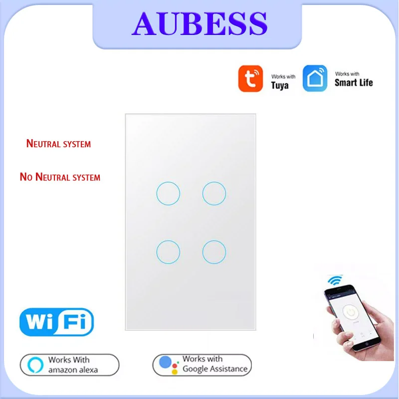 

Умный выключатель света с Wi-Fi, со стеклянной панелью