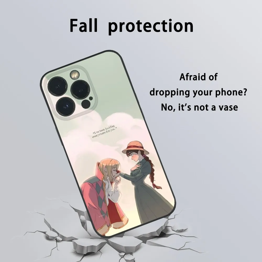 H-Howls Moving C-Castle Phone Case For iPhone 16 15 14 13 12 11 Pro Max Plus Mini Frosted Soft Shell Funda