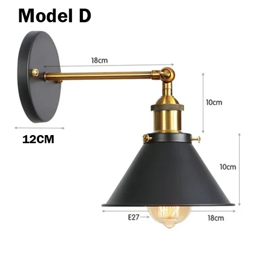 

Настенный светильник черный металл E27