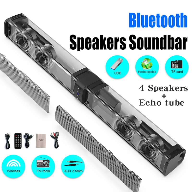 BS-36 Bluetooth TV Sound Bar Home Theater Soundbar Wireless Television Speaker Detachable 360° Stereo Surround Speakers enlarge