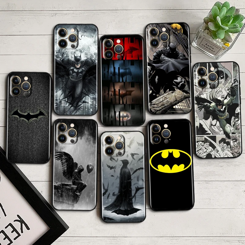 DC Comics Batman Black Phone Case For iPhone 14 13 12 Mini 11 XS Pro Max X XR 8 7 6 Plus 5 SE 2020 Soft Cover Shell Capa Coque