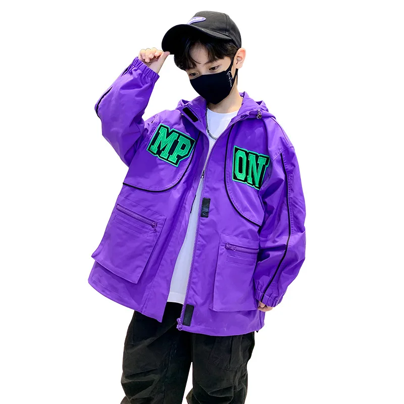 

Куртка с капюшоном и буквенным принтом для мальчиков 4-14 лет